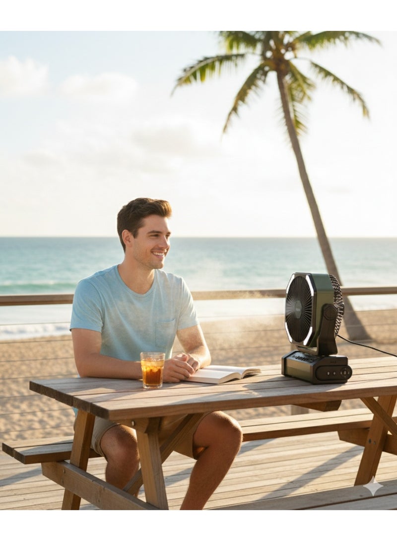 Flexy 8 Inch Rechargeable Fan, 10000mAh Battery, 30H Working, 60H LED, Remote Control, AC/DC, 3 Speeds, Oscillation, Overcharge Protection, USB Charging, 2-Year Warranty - Image 4